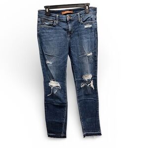 Joe's Jeans Distressed Dark Blue Skinny Jeans